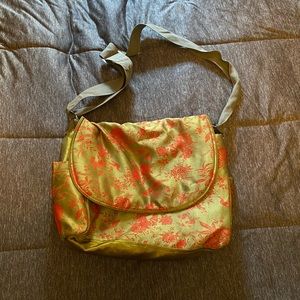 3/$20 Cute vintage Y2K messenger bag with red embroidery peacocks and flowers